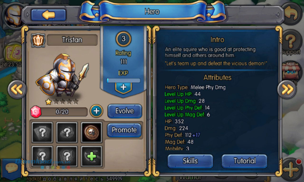 Nâng cấp cho nhân vật 