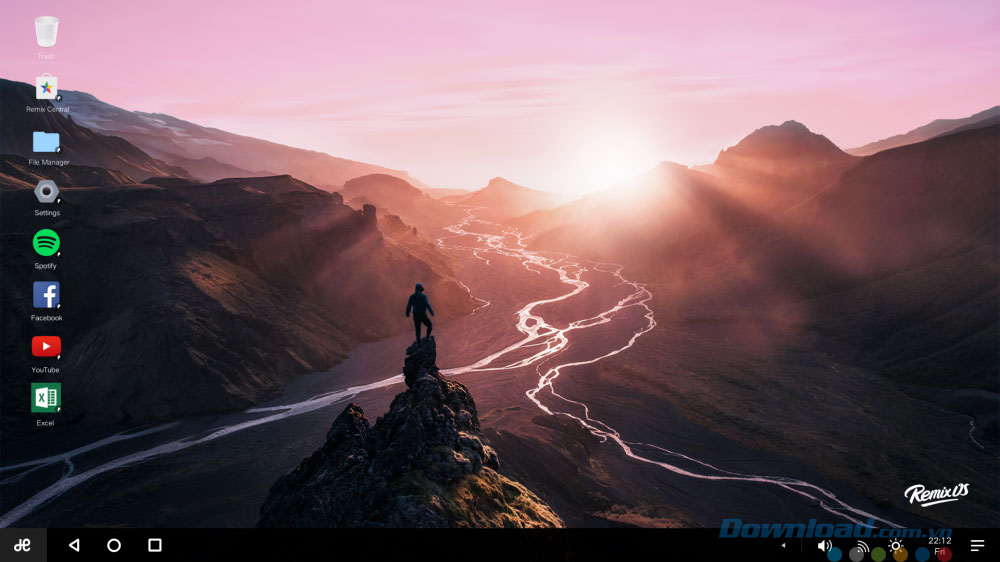 Remix OS: Hệ điều hành Android trên máy tính với giao diện thân thiện và khả năng tương thích rộng. https://st.download.com.vn/data/image/2016/07/27/Remix-OS-giao-dien.jpg