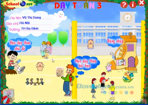 Giao diện chính Dạy Toán 3