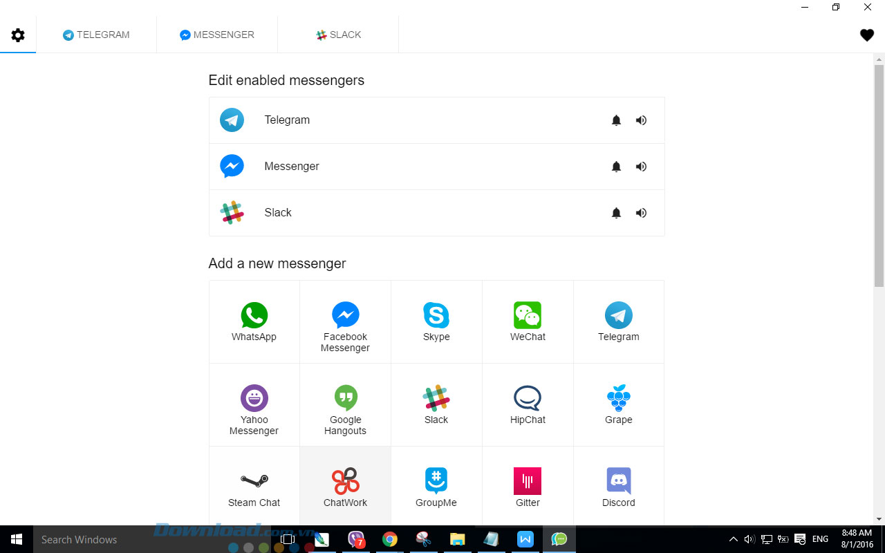 Danh sách ứng dụng lựa chọn 