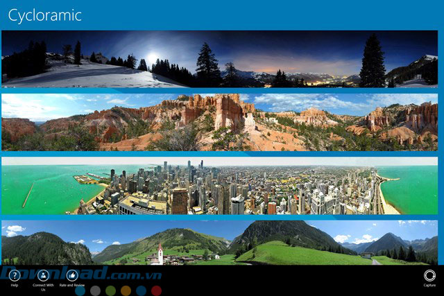 Giao diện ứng dụng chụp ảnh Cycloramic 