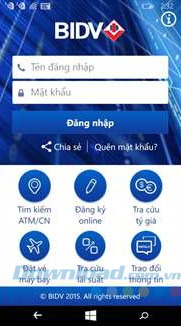 Giao diện đăng nhập BIDV Smart Banking