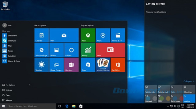 Giao diện chính Windows 10 Anniversary
