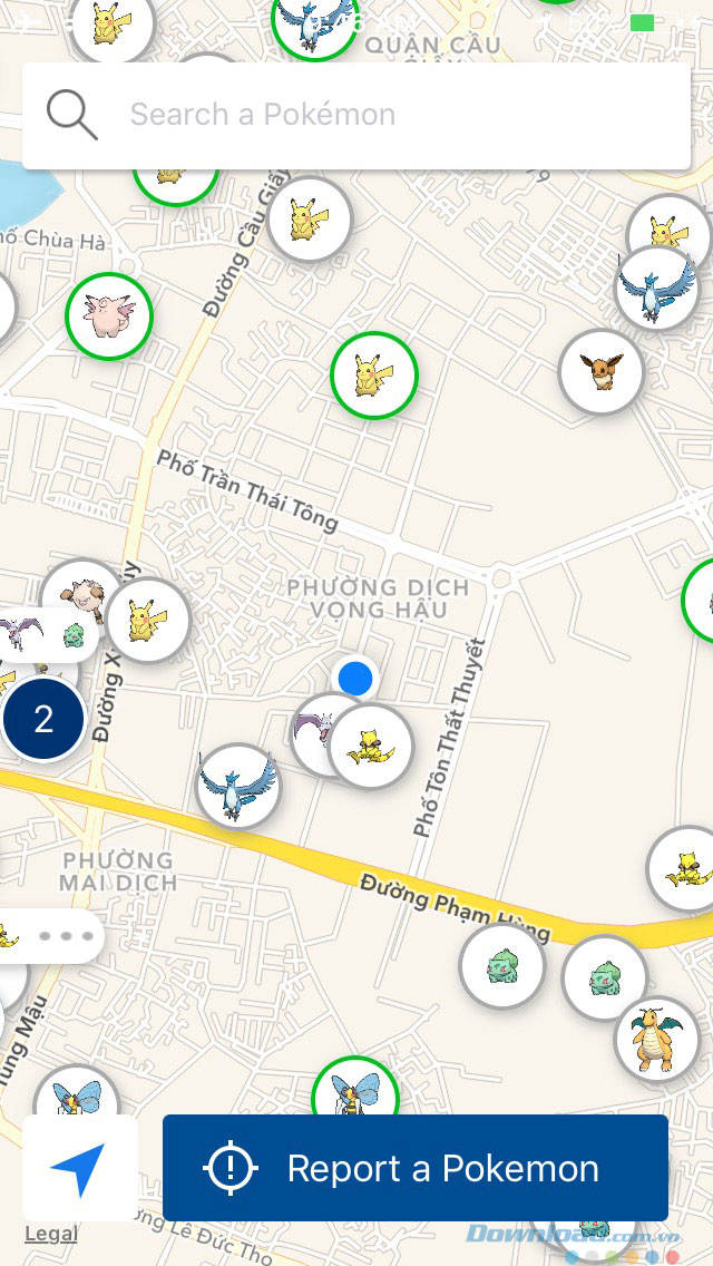 Tìm kiếm Pokémon trong ô tìm kiếm 