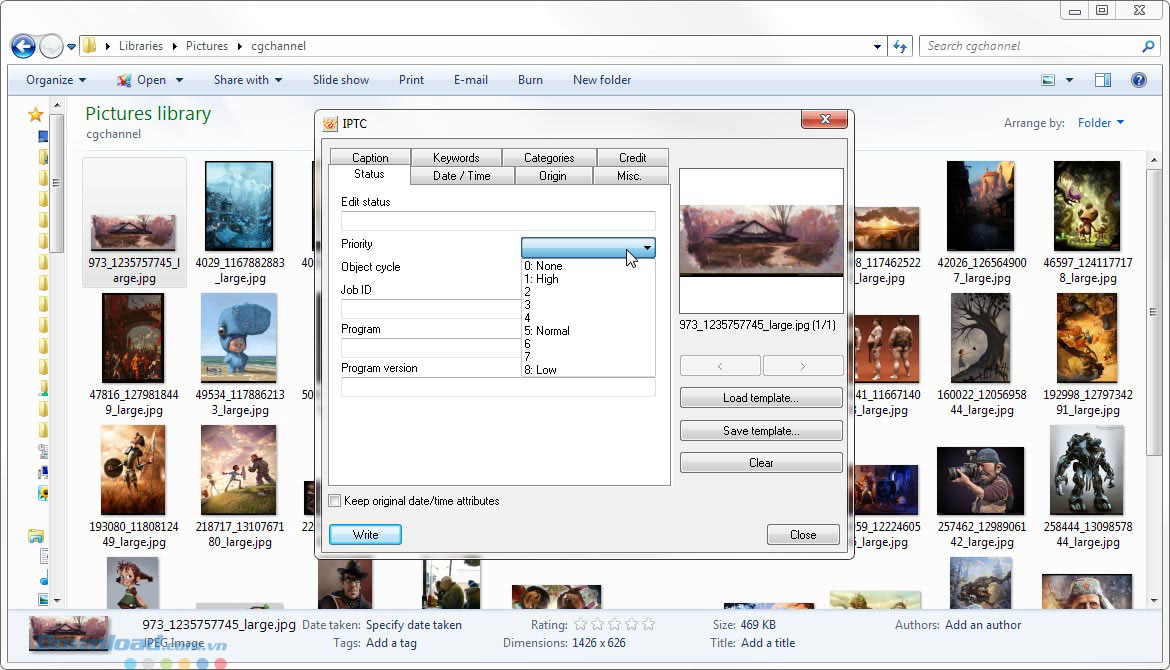Chỉnh sửa các thông tin của ảnh 