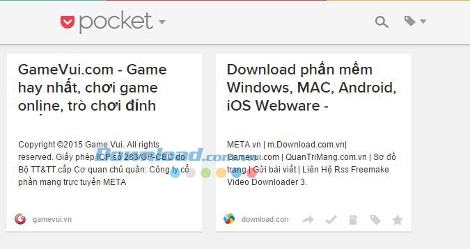 Giao diện Pocket