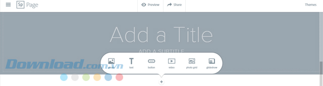 Thêm tiêu đề, nút bấm, video và nhiều thứ khác khi dùng ứng dụng web Adobe Spark Page