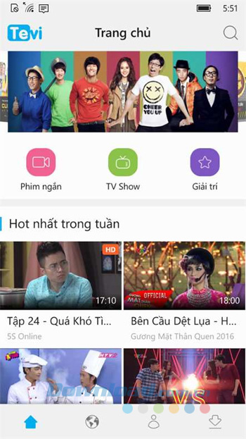 Giao diện trang chủ