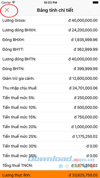 Chi tiết lương
