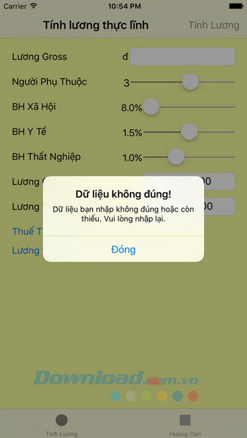Nhập sai dữ liệu