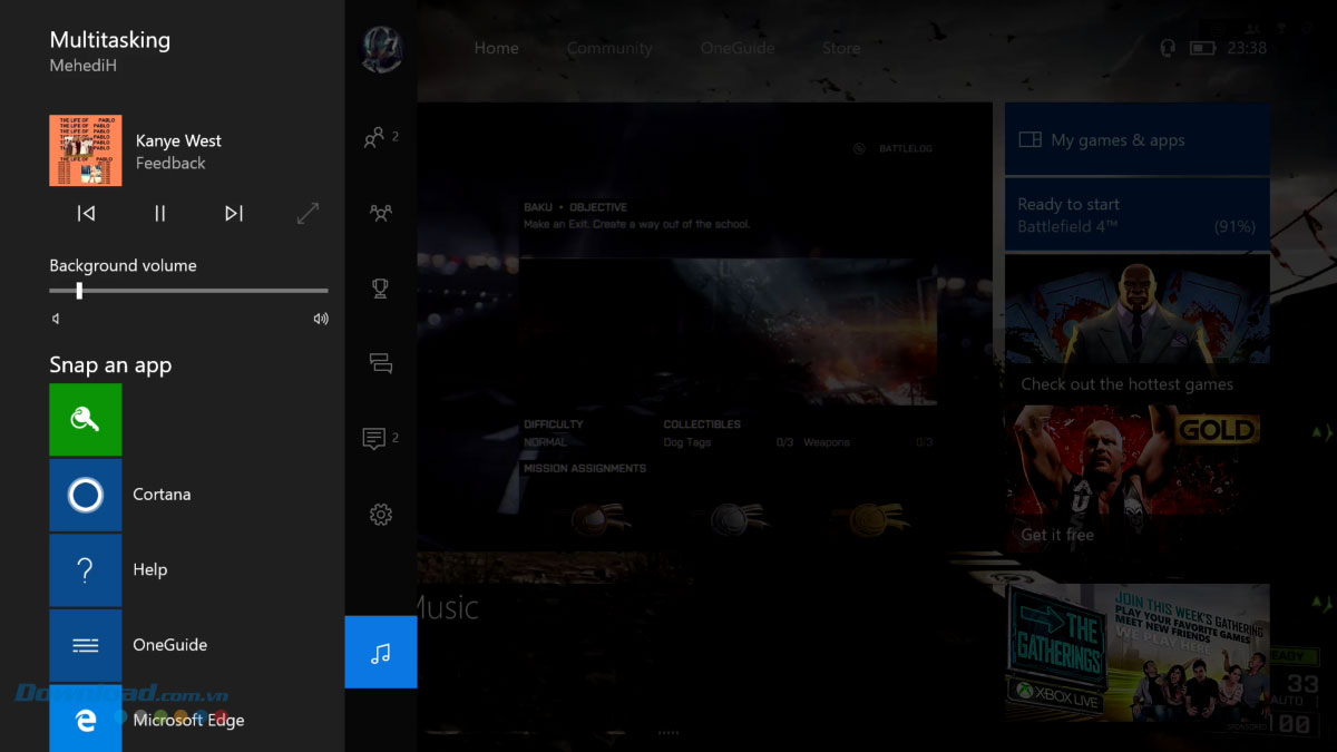Phát nhạc nền trên Xbox One