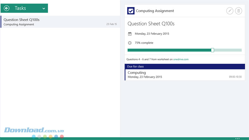 Tiến trình hoàn thành bài tập