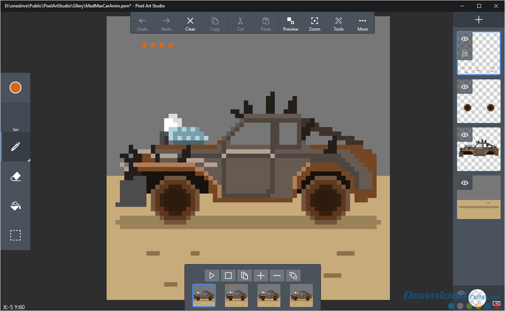 Một sản phẩm đồ họa tạo bằng Pixel Art Studio