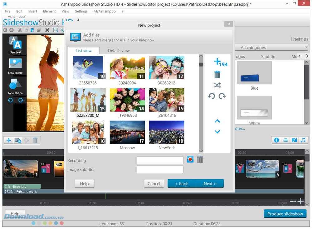 Thêm hình ảnh vào slideshow