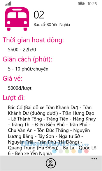 Chi tiết tuyến bus