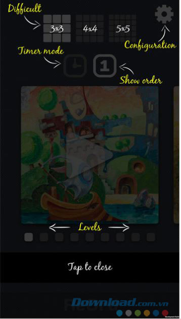 Các lựa chọn trên giao diện game