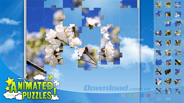 Cố gắng ghép thành hình ảnh hoàn chỉnh khi chơi game trí tuệ cho máy tính Animated Puzzles