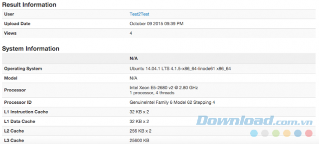 Xem thông số Linux bằng ứng dụng kiểm tra phần cứng Geekbench 4