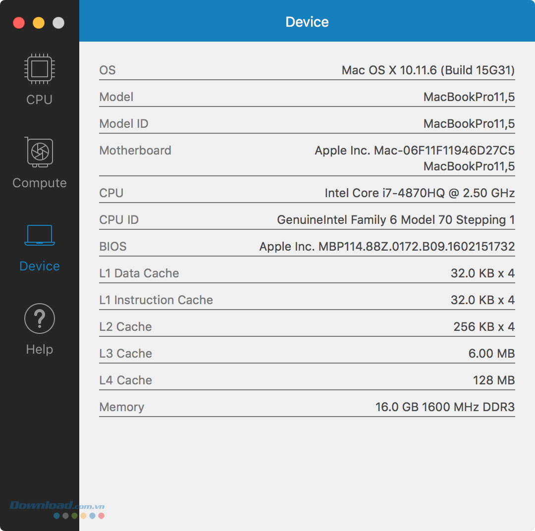 Thông tin thiết bị 