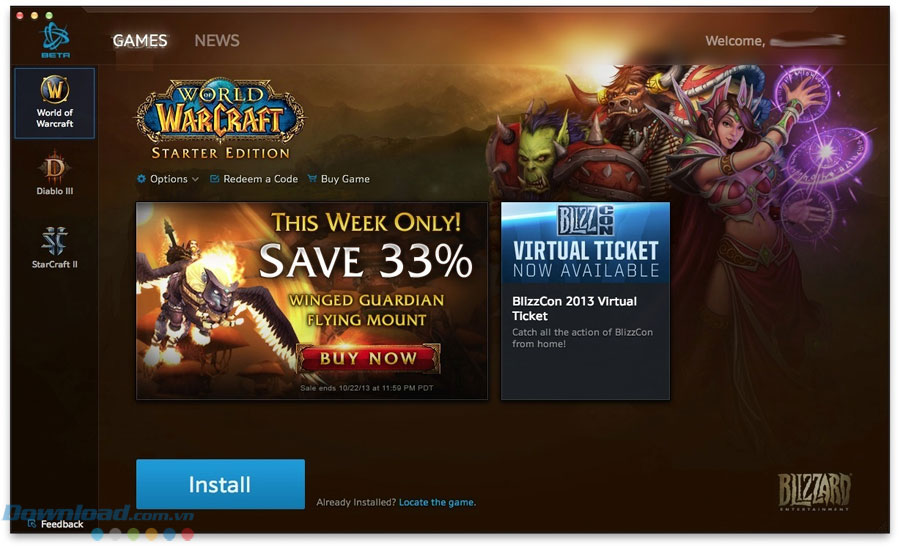 Giao diện Battle.net cho Mac