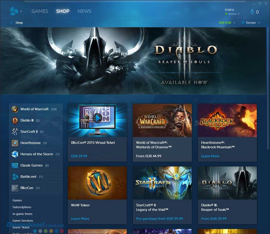 Chơi nhiều game của Blizzard