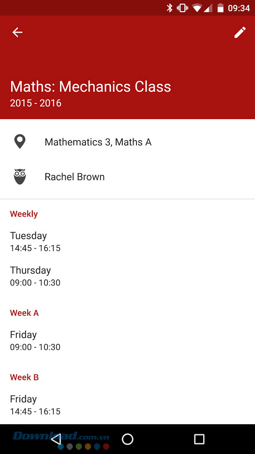 Thông tin cụ thể về lớp học