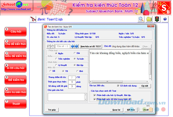 Tạo đề kiểm tra