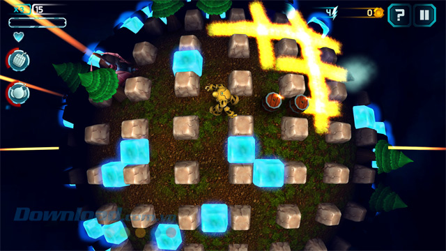 Mức độ bom nổ lan rộng tùy thuộc vào các món đồ mà nhân vật nhặt được trong game đặt bom cho PC BomberZone