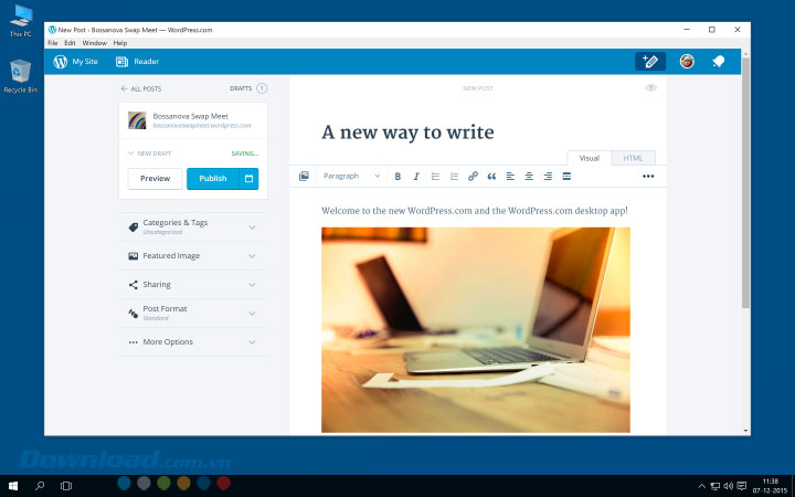 Giao diện ứng dụng viết blog WordPress