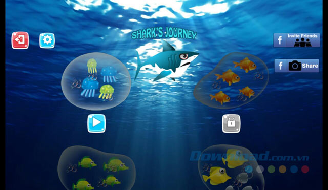 Giao diện chính của game Shark Journey