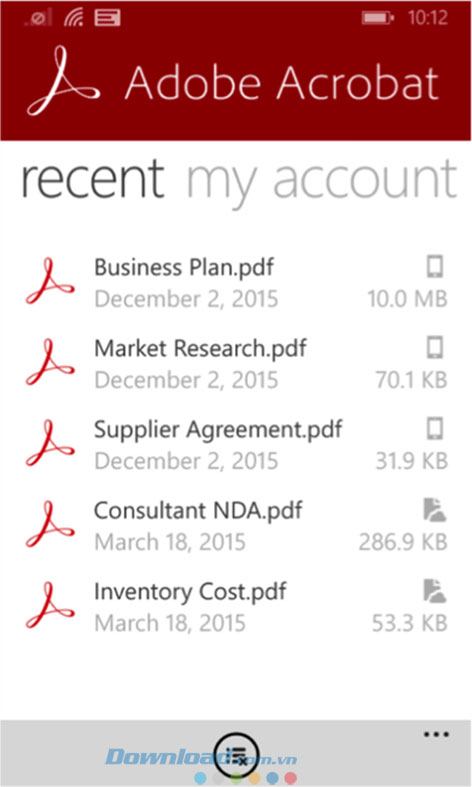 Xem các file gần đây