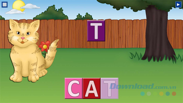 Học các từ tiếng Anh về động vật trong ứng dụng giáo dục First Words with Phonics Lite miễn phí cho máy tính