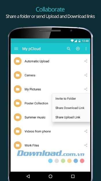 Chia sẻ, gửi file hoặc tải link