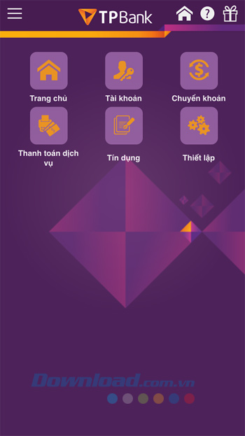 Giao diện chính TPBank Biz