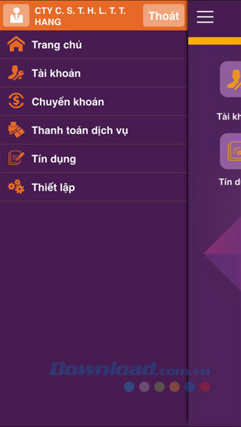 Menu chính TPBank