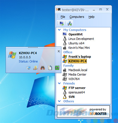Giao diện của NeoRouter Free