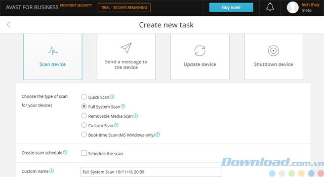 Quét virus từ xa với Avast for Business