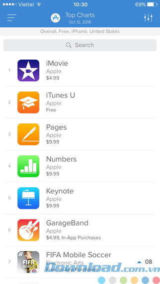 Bảng xếp hạng game/app toàn cầu Bảng xếp hạng game/app toàn cầu