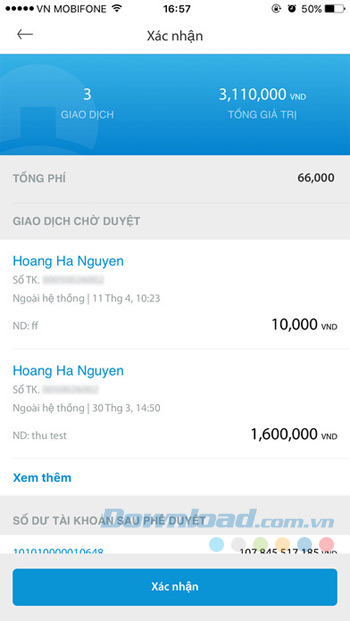 Xác nhận giao dịch