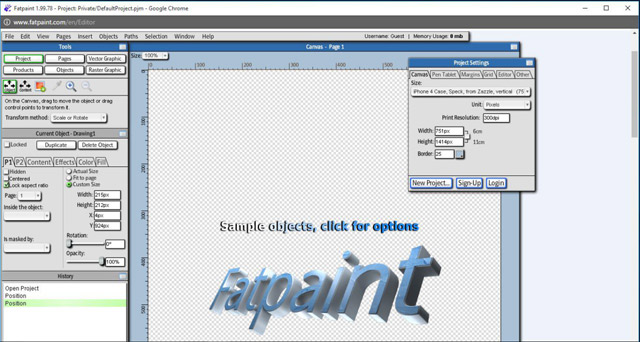 Sử dụng tính năng trợ giúp của ứng dụng thiết kế đồ họa trực tuyến Fatpaint