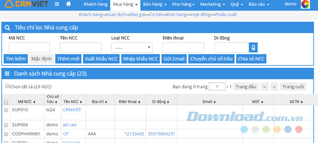 Quản lý nhà cung cấp