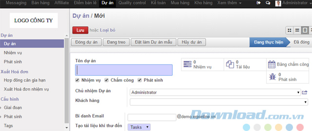 Tạo dự án mới