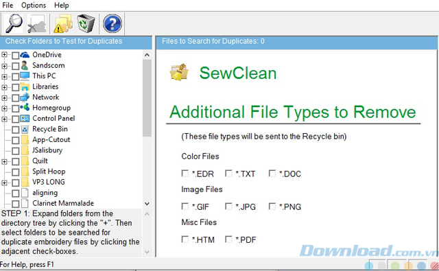 Giao diện của SewClean