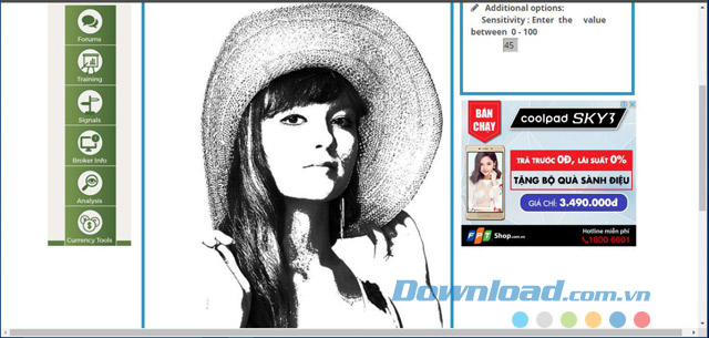 Giao diện chính của ứng dụng web chỉnh sửa ảnh Snapstouch