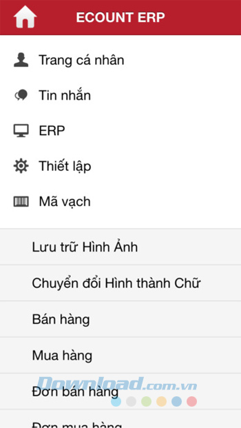 Danh mục chính của Ecount ERP