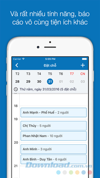 Tình hình đặt chỗ