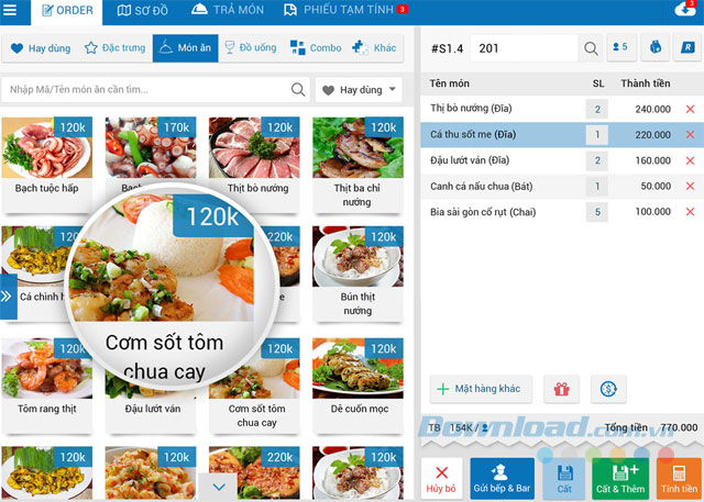 Quản lý thực đơn trong CUKCUK.VN