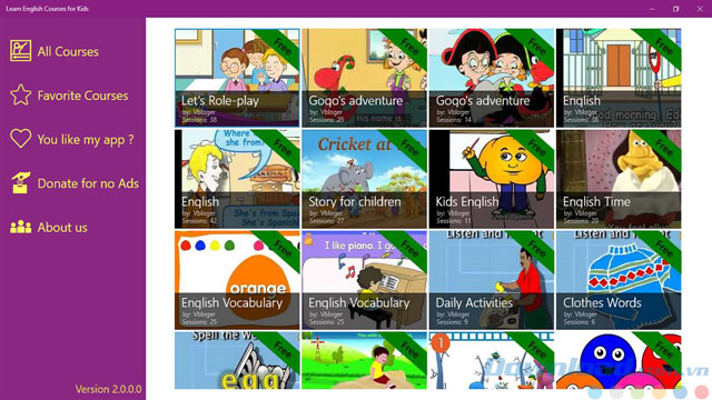 Giao diện của English for Kid