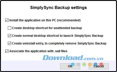 Cấu hình phần mềm sao lưu dữ liệu SimplySync Backup