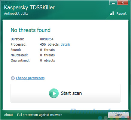 Giao diện của Kaspersky TDSSKiller Giao diện của Kaspersky TDSSKiller